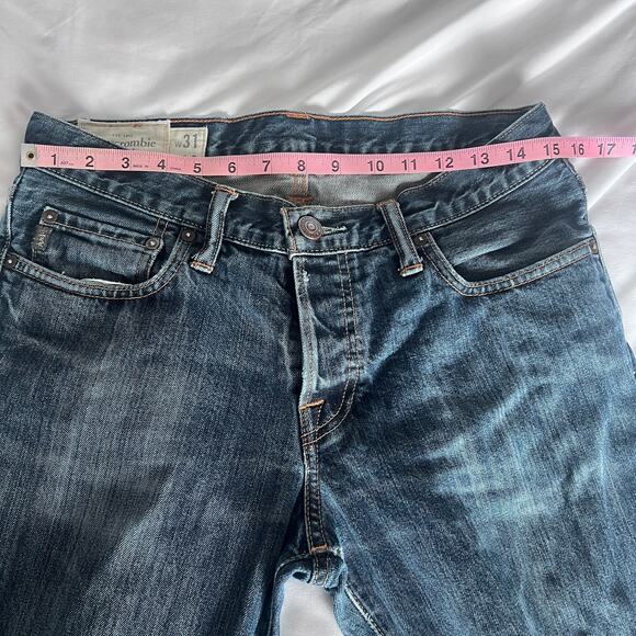 VTG Abercrombie & Fitch Skinny Jeans Mens W31 L32 Dark Wash Distressed ButtonFly - Picture 7 of 7